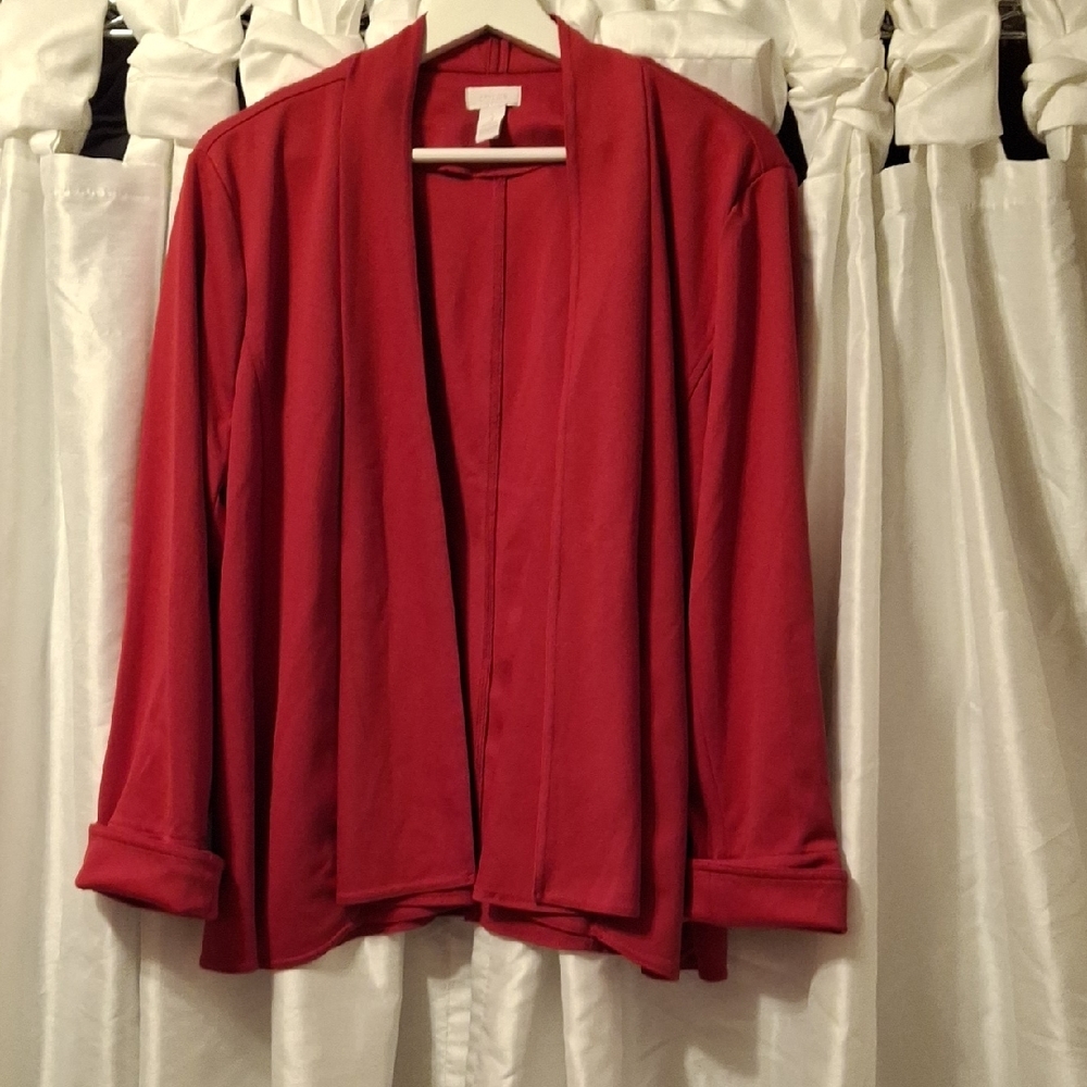 Chico's Vibrant Red Open Blazer Large